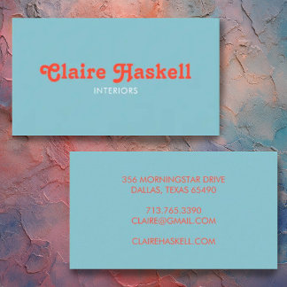 Carte De Visite Fancy Script Blue Tomato Rouge Chic Minimal
