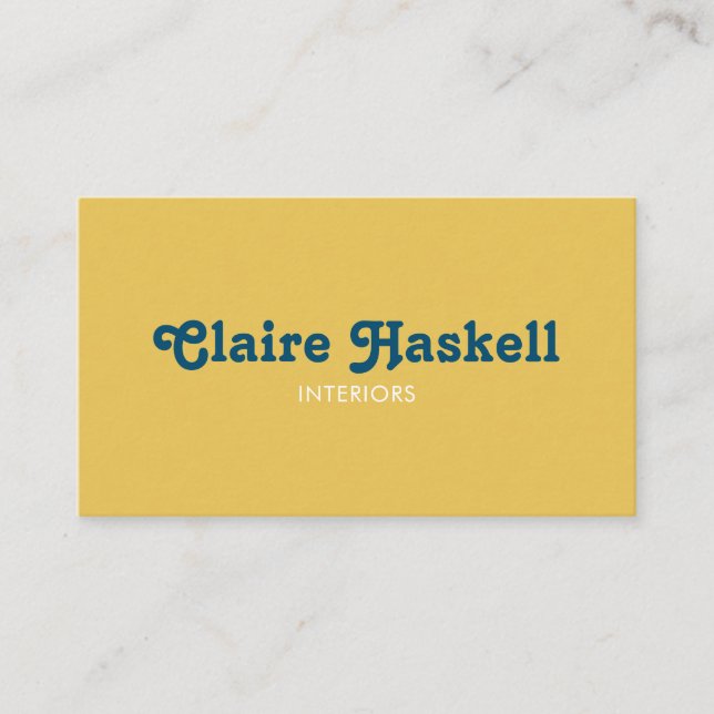 Carte De Visite Fancy Script Mustard Jaune Chic Minimal Social (Devant)