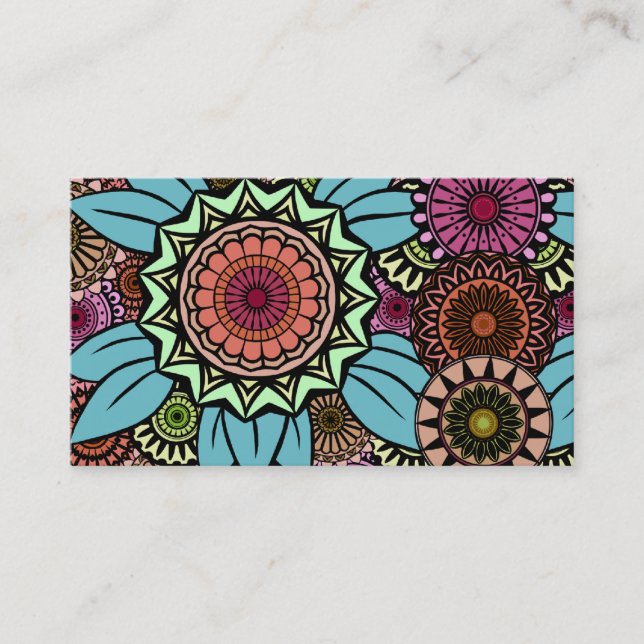 Carte De Visite Fandango de Deco dans la turquoise et le rose (Devant)
