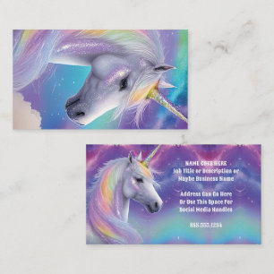 Carte De Visite Fantaisie de licorne à paillettes arc-en-ciel Auro
