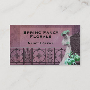 Carte De Visite Fantaisie de ressort dans rose et vert