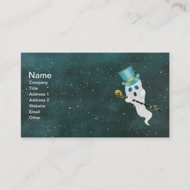 Carte De Visite Fantôme flottant dans le ciel nocturne Top Hat Fan (Devant)