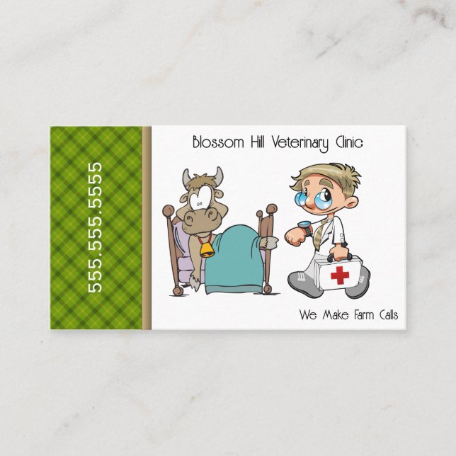 Carte De Visite Farm Call Funny Cow Clinique vétérinaire (Devant)