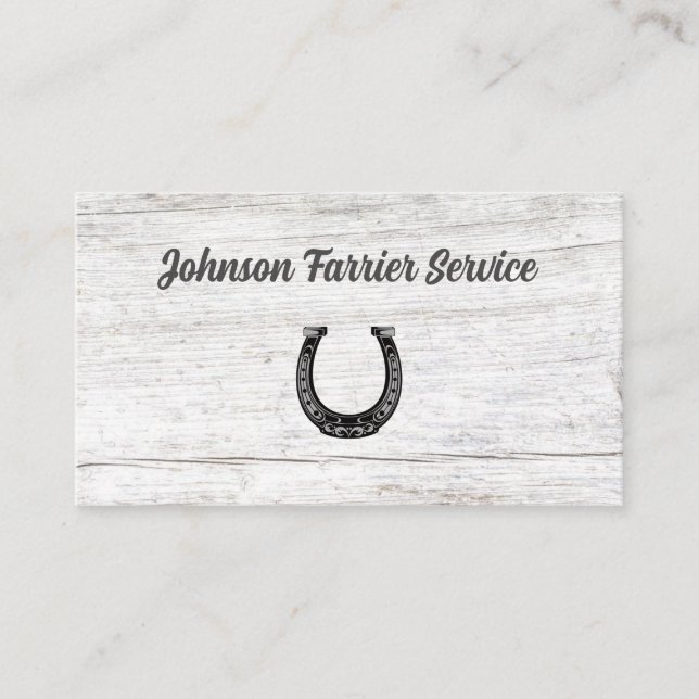 Carte De Visite Farrier Horseshoe Service Bois (Devant)