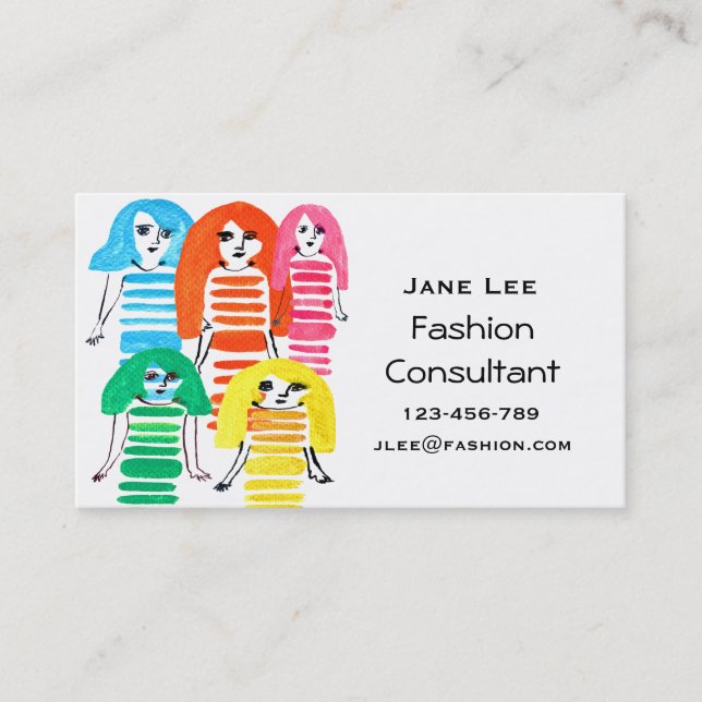 Carte De Visite Fashion Consultant mignon aquarelle (Devant)