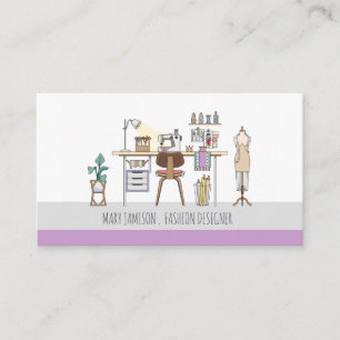 Carte De Visite Fashion Designer Studio Et Outils Carré
