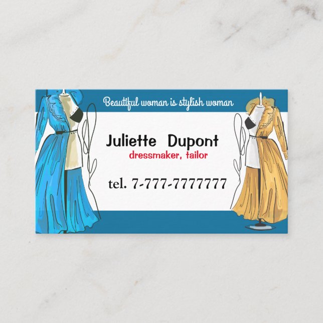 Carte De Visite Fashion Designer Tailor Dressmaker Chic (Devant)