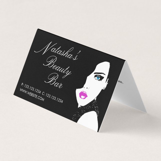 Carte De Visite Fashion Girl Black Rose Beauty Bar (Devant)