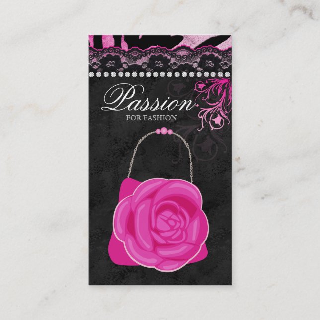 Carte De Visite Fashion Handbag Rose Purge Pink Lace Zebra (Devant)