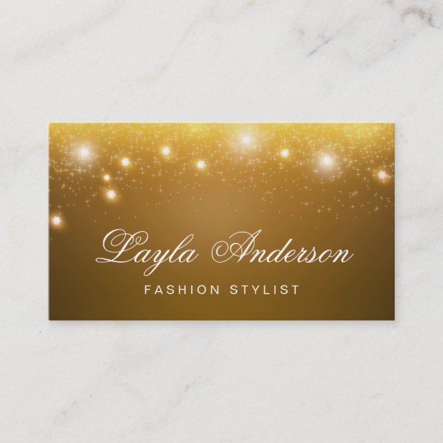 Carte De Visite Fashion Stylist - Parties scintillant d'or scintil (Devant)