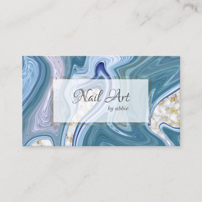 Carte De Visite Fashion Turquoise et violet tourbillons d'agate (Devant)