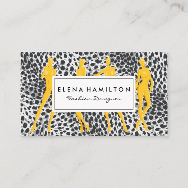 Carte De Visite Fashionista | EMPREINTE DE LÉOPARD | Modèle mode (Devant)