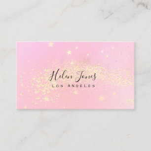 Carte De Visite fausse parties scintillant étoiles couleur rose