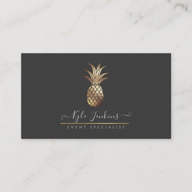 CARTE DE VISITE FAUX ANANAS DORÉS FOND DIY (Devant)