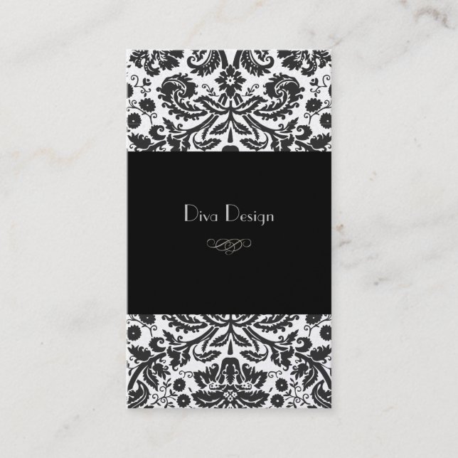 Carte De Visite Faux argent baroque damassé /noir (Devant)