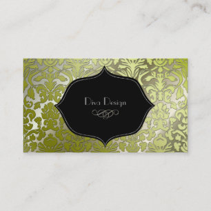 Carte De Visite Faux argent baroque damassé /noir