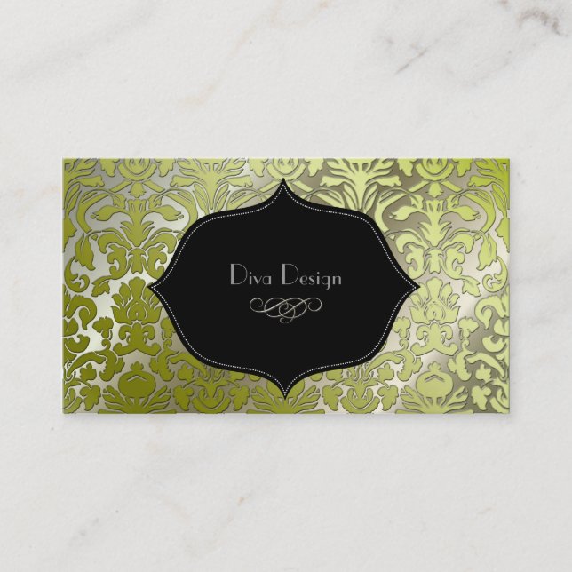 Carte De Visite Faux argent baroque damassé /noir (Devant)