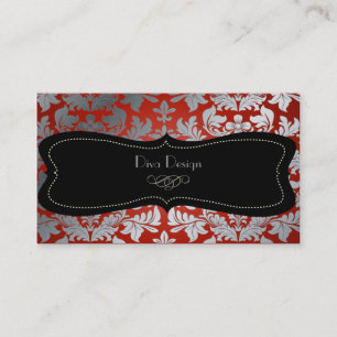 Carte De Visite Faux argent baroque damassé violet/noir