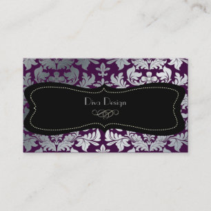 Carte De Visite Faux argent damassé baroque DO-IT-YOURSELF couleur