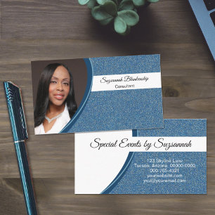 Carte De Visite Faux Blue Parties scintillant Professional Photo p