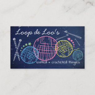 Carte De Visite Faux chalkboard crochet tricot aiguilles fil