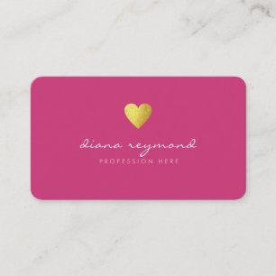 Carte De Visite faux coeur or sur fuchsia rose feminine pro