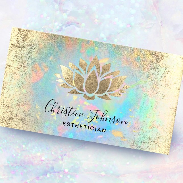Carte De Visite faux feuille d'or esthéticien lotus (Créateur téléchargé)