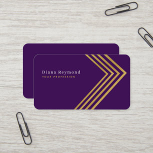 Carte De Visite Faux Gold Angle Stripes Moderne Violet