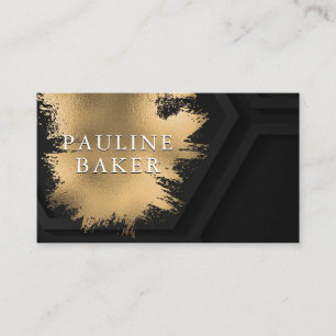 Carte De Visite Faux Gold brossé   Arrière - plan géométrique noir