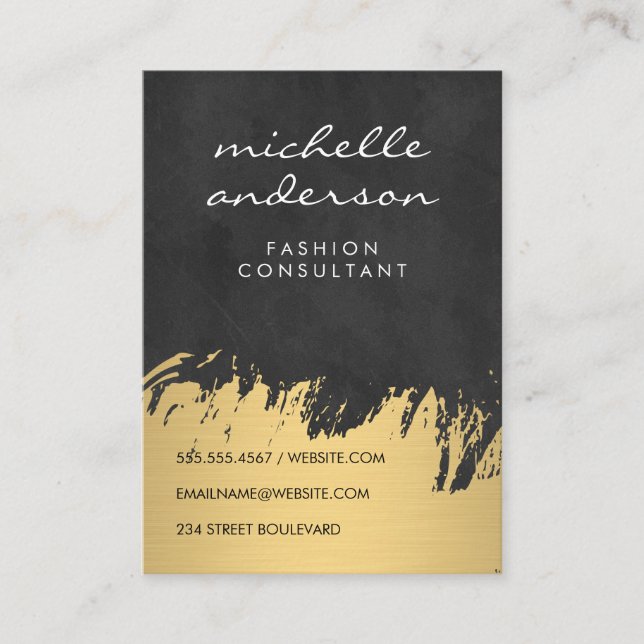 Carte De Visite Faux Gold brossé Black Lush Texture (Devant)