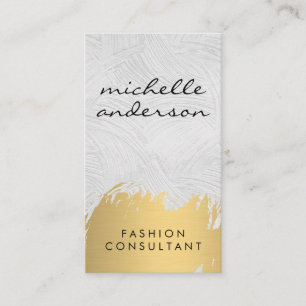 Carte De Visite Faux Gold Brossé gris blanc   Fashionista