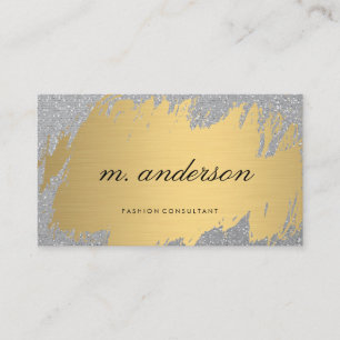Carte De Visite Faux Gold Brossé gris blanc   Parties scintillant 