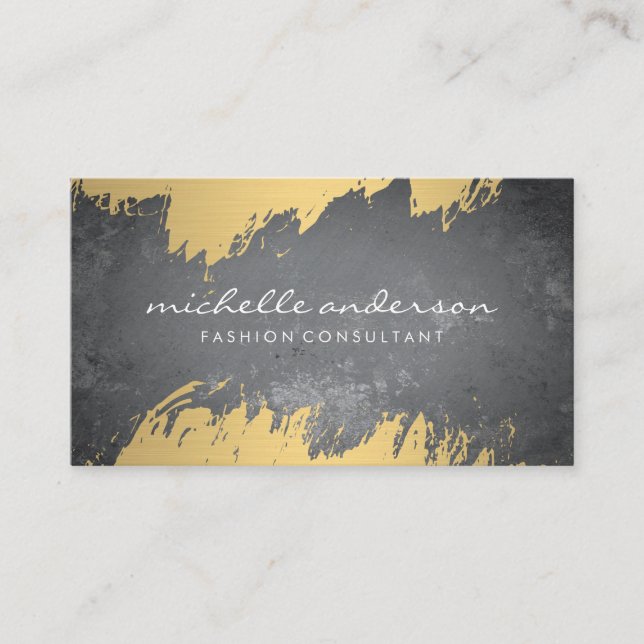 Carte De Visite Faux Gold brossé texture d'ardoise (Devant)
