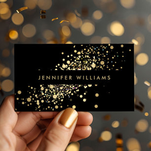 Carte De Visite Faux Gold Confetti Dots Planificateur d'événements