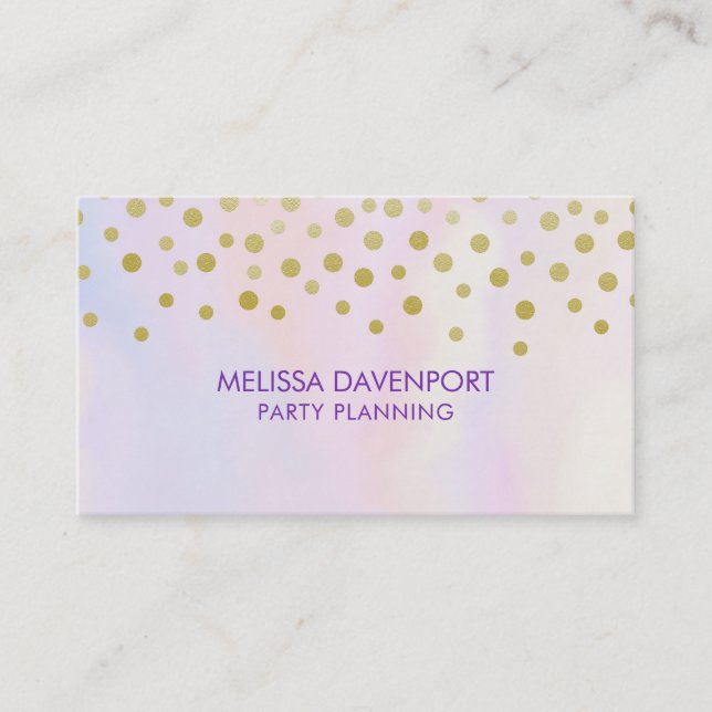 Carte De Visite Faux Gold Confetti sur Purple Aquarelle (Devant)