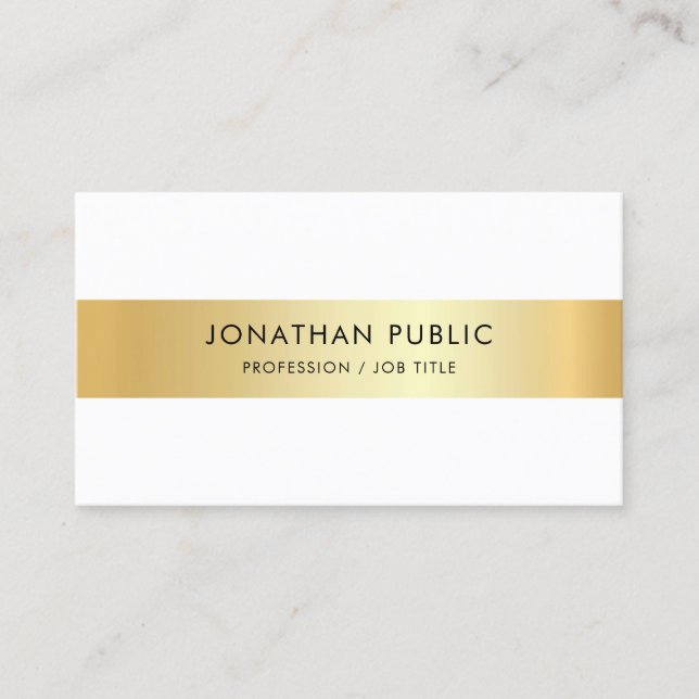 Carte De Visite Faux Gold Elegant Modèle professionnel personnalis (Devant)
