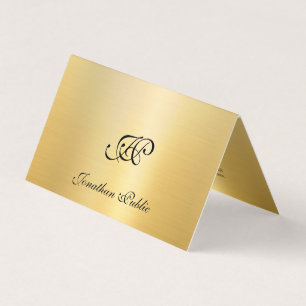 Carte De Visite Faux Gold Elegant Script manuscrit Monogramme