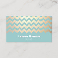 FAUX Gold Foil Chevron Motif et bleu turquoise