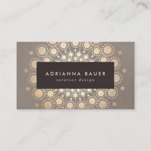 Carte De Visite Faux Gold Foil Circles Intérieur Designer Taupe