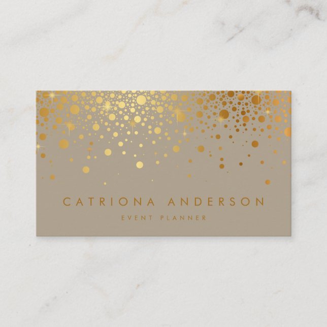 Carte De Visite Faux Gold Foil Confetti Dots Modern II (Devant)