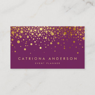 Carte de visite Faux Gold Foil Confetti   Purple I