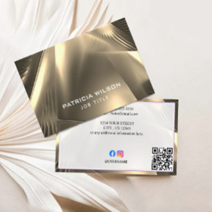 Carte De Visite Faux Gold Foil Minimal QR Code et médias sociaux