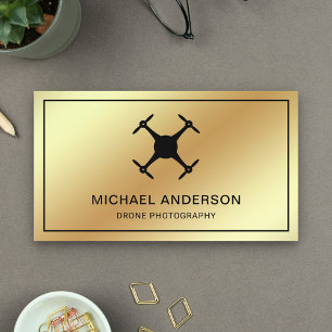 Carte De Visite Faux Gold Foil Photographie de drone moderne