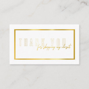 Carte De Visite Faux Gold foil poshmark merci note