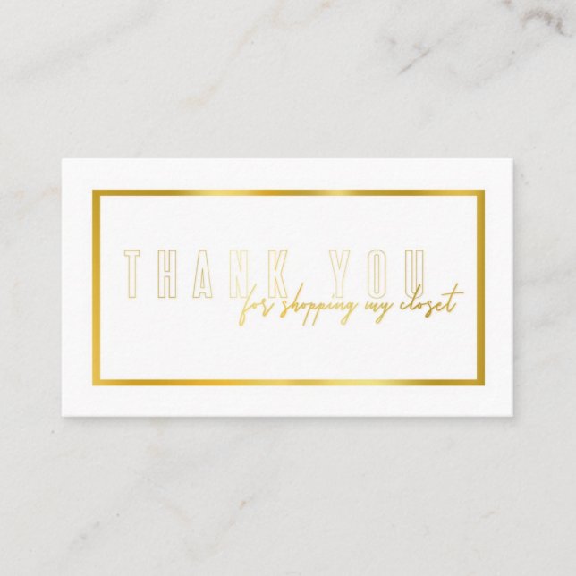 Carte De Visite Faux Gold foil poshmark merci note (Devant)