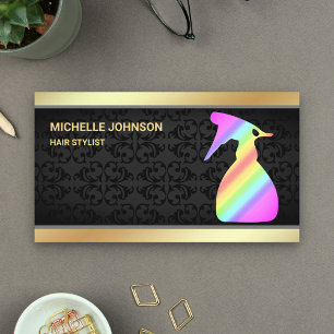 Carte De Visite Faux Gold Foil Rainbow Spray Bottle Hair Styliste