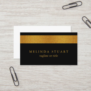 Carte De Visite Faux Gold Foil rayé Élégant Black Chic
