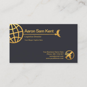 Carte De Visite Faux Gold Globe Hawk Supply Line Blue Marketing