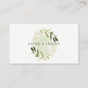 CARTE DE VISITE FAUX GOLD GREEN FOLIAGE WATERCOLOR REFRIR UN AMI