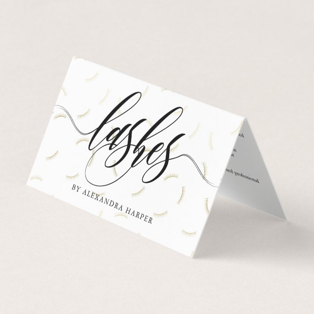 Carte De Visite Faux Gold Lashes Calligraphie Lash Artiste Afterca (Devant)